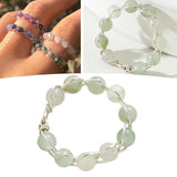 Maxbell Wrapped Beaded Ring Copper Wrapped Sets Finger Rings for Women Girls Beach green