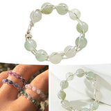 Maxbell Wrapped Beaded Ring Copper Wrapped Sets Finger Rings for Women Girls Beach green