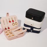 Maxbell PU Leather Jewelry Box Display Portable for Necklaces Earrings Brooches White