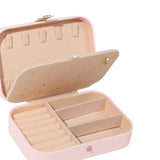 Maxbell PU Leather Jewelry Box Display Portable for Necklaces Earrings Brooches Pink