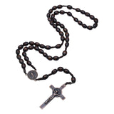 Maxbell Wooden Rosaries with Cross Pendant for Men Women Religious Jewelry Necklace