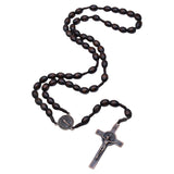 Maxbell Wooden Rosaries with Cross Pendant for Men Women Religious Jewelry Necklace