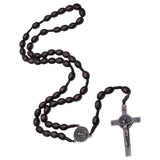 Maxbell Wooden Rosaries with Cross Pendant for Men Women Religious Jewelry Necklace