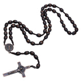 Maxbell Wooden Rosaries with Cross Pendant for Men Women Religious Jewelry Necklace