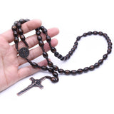 Maxbell Wooden Rosaries with Cross Pendant for Men Women Religious Jewelry Necklace