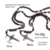 Maxbell Wooden Rosaries with Cross Pendant for Men Women Religious Jewelry Necklace