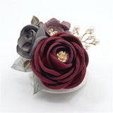 Maxbell Rose Boutonniere Artificial Flower Corsage for Formal Prom Party Ceremony Purple