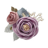 Maxbell Rose Boutonniere Artificial Flower Corsage for Formal Prom Party Ceremony Purple