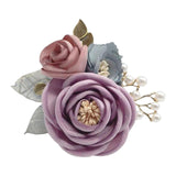 Maxbell Rose Boutonniere Artificial Flower Corsage for Formal Prom Party Ceremony Purple