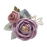 Maxbell Rose Boutonniere Artificial Flower Corsage for Formal Prom Party Ceremony Purple