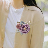 Maxbell Rose Boutonniere Artificial Flower Corsage for Formal Prom Party Ceremony Purple