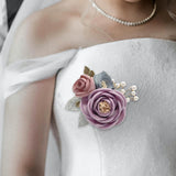 Maxbell Rose Boutonniere Artificial Flower Corsage for Formal Prom Party Ceremony Purple