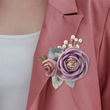 Maxbell Rose Boutonniere Artificial Flower Corsage for Formal Prom Party Ceremony Purple
