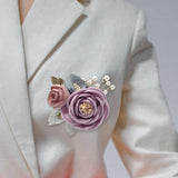 Maxbell Rose Boutonniere Artificial Flower Corsage for Formal Prom Party Ceremony Purple