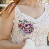 Maxbell Rose Boutonniere Artificial Flower Corsage for Formal Prom Party Ceremony Purple