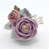 Maxbell Rose Boutonniere Artificial Flower Corsage for Formal Prom Party Ceremony Grey