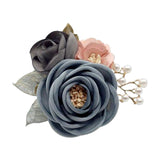 Maxbell Rose Boutonniere Artificial Flower Corsage for Formal Prom Party Ceremony Grey