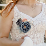 Maxbell Rose Boutonniere Artificial Flower Corsage for Formal Prom Party Ceremony Grey