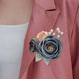 Maxbell Rose Boutonniere Artificial Flower Corsage for Formal Prom Party Ceremony Grey