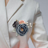 Maxbell Rose Boutonniere Artificial Flower Corsage for Formal Prom Party Ceremony Grey