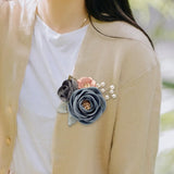 Maxbell Rose Boutonniere Artificial Flower Corsage for Formal Prom Party Ceremony Grey