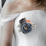 Maxbell Rose Boutonniere Artificial Flower Corsage for Formal Prom Party Ceremony Grey