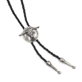 Maxbell Bolo Tie with Hand Braided Lanyard Fashionable Rope Length 100cm Silver