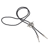 Maxbell Bolo Tie with Hand Braided Lanyard Fashionable Rope Length 100cm Silver