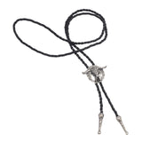 Maxbell Bolo Tie with Hand Braided Lanyard Fashionable Rope Length 100cm Silver