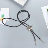 Maxbell Bolo Tie with Hand Braided Lanyard Fashionable Rope Length 100cm Silver