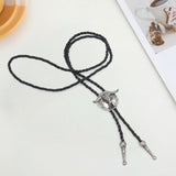 Maxbell Bolo Tie with Hand Braided Lanyard Fashionable Rope Length 100cm Silver