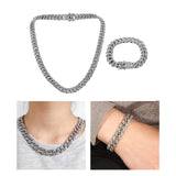 Maxbell Punk Cuban Chain for Men Necklace Bracelet Jewelry Pendant Gift Silver