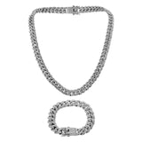 Maxbell Punk Cuban Chain for Men Necklace Bracelet Jewelry Pendant Gift Silver