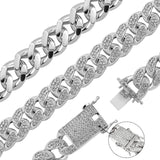 Maxbell Punk Cuban Chain for Men Necklace Bracelet Jewelry Pendant Gift Silver