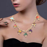 Maxbell Cute Mushroom Pendant Necklace Adjustable Punk Gift Lovely for Girls