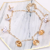 Maxbell Necklaces Cute Pendant Thick Chain Long Necklaces with Extension Chain Black Dots