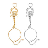 Maxbell Ring Hand Chain One Size Adjustable Punk Hip Hop for Women Girls Gold