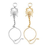 Maxbell Ring Hand Chain One Size Adjustable Punk Hip Hop for Women Girls Gold
