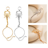 Maxbell Ring Hand Chain One Size Adjustable Punk Hip Hop for Women Girls Gold