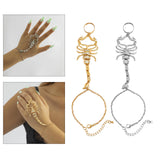 Maxbell Ring Hand Chain One Size Adjustable Punk Hip Hop for Women Girls Gold