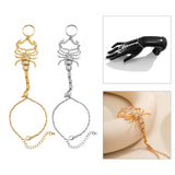 Maxbell Ring Hand Chain One Size Adjustable Punk Hip Hop for Women Girls Gold