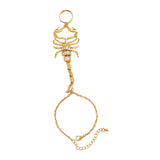 Maxbell Ring Hand Chain One Size Adjustable Punk Hip Hop for Women Girls Gold