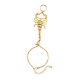 Maxbell Ring Hand Chain One Size Adjustable Punk Hip Hop for Women Girls Gold