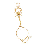 Maxbell Ring Hand Chain One Size Adjustable Punk Hip Hop for Women Girls Gold