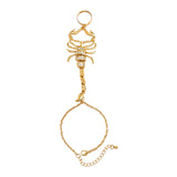 Maxbell Ring Hand Chain One Size Adjustable Punk Hip Hop for Women Girls Gold