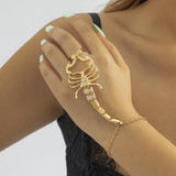 Maxbell Ring Hand Chain One Size Adjustable Punk Hip Hop for Women Girls Gold