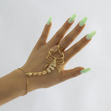Maxbell Ring Hand Chain One Size Adjustable Punk Hip Hop for Women Girls Gold