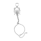 Maxbell Ring Hand Chain One Size Adjustable Punk Hip Hop for Women Girls Silver