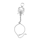 Maxbell Ring Hand Chain One Size Adjustable Punk Hip Hop for Women Girls Silver