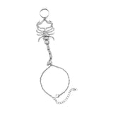 Maxbell Ring Hand Chain One Size Adjustable Punk Hip Hop for Women Girls Silver